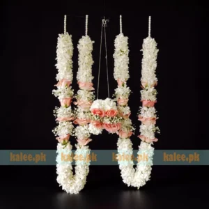 Pink Roses Baby's Breath & Star Jasmine Kangan & Garland Set - Kalee کلی