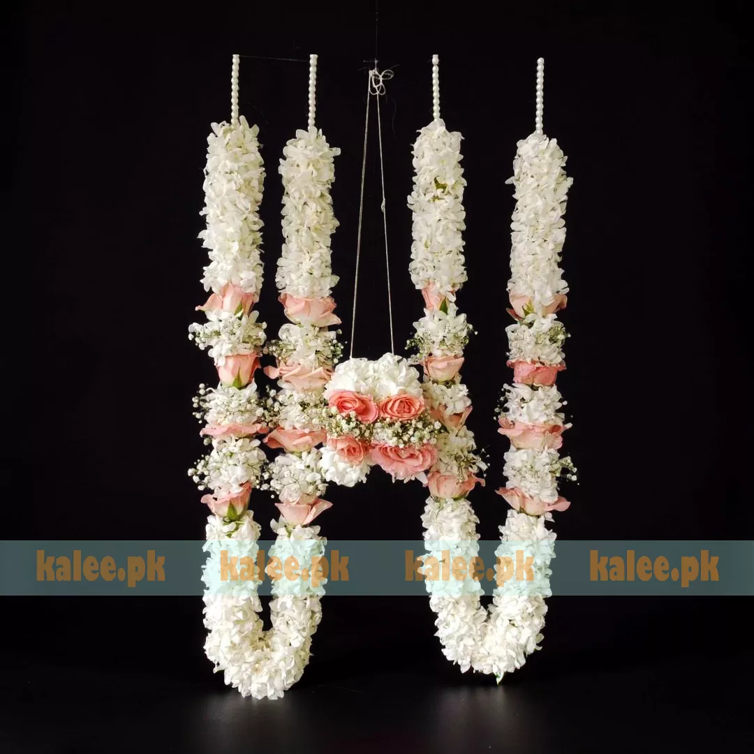 Pink Roses Baby's Breath & Star Jasmine Kangan & Garland Set - Kalee کلی