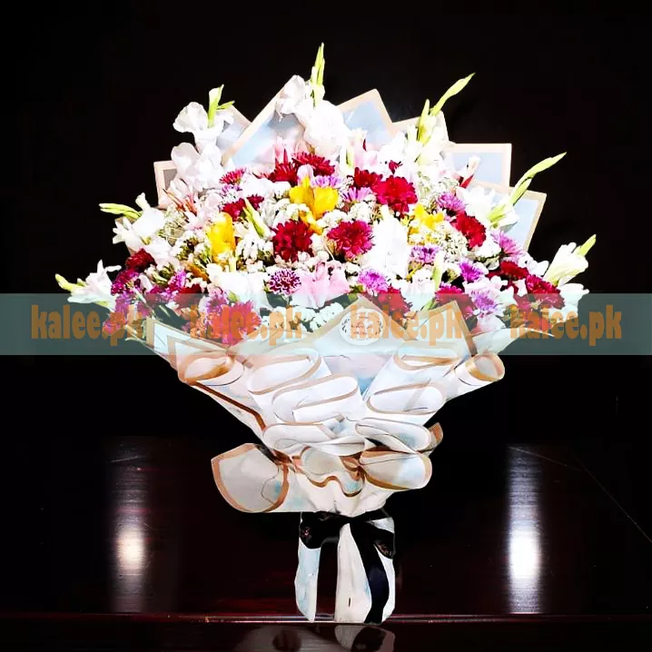 Mixed Flowers Luxury Flat Design Bouquet - Kalee کلی